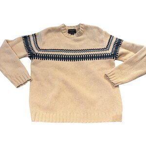 America Eagle‎ Vintage Y2K 90s ski Mens Lambswool stripe cream blue sweater sz S